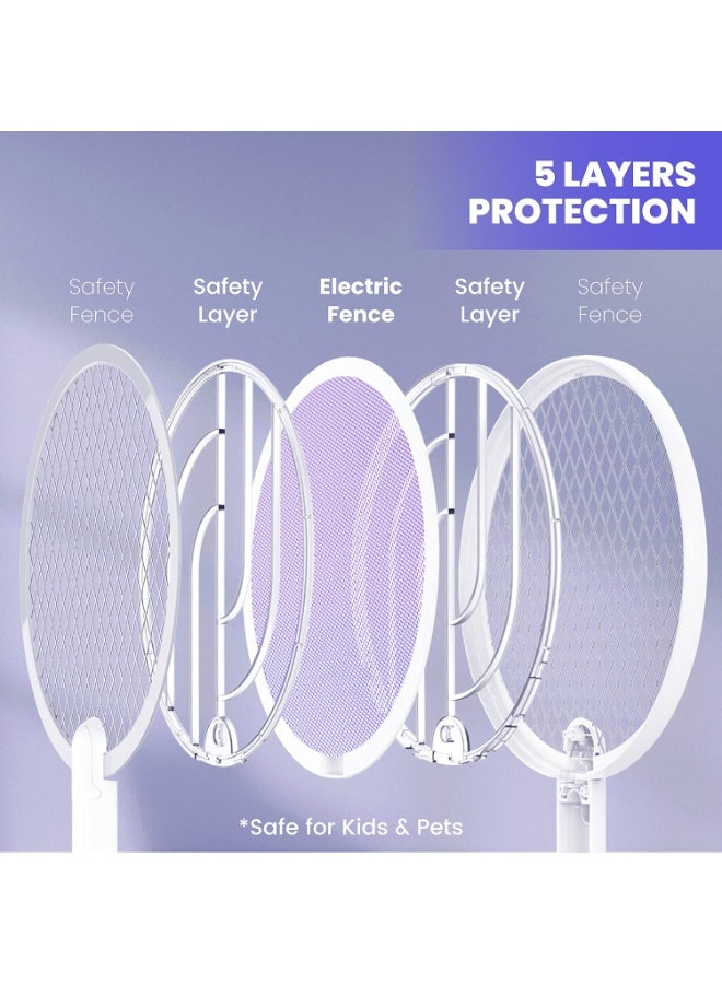 LiBa Rechargeable Bug Zapper Electric Fly Swatter with Type-C Charging, LED Battery Indicator, 1800mAh Power, 4000V Grid & 10 UV Lights, Indoor Outdoor Mosquito Killer Racket - Image 4